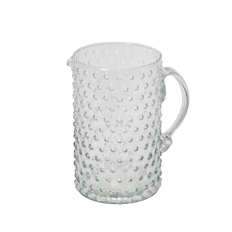 Hand Blown Glass Hobnail Pitcher - 6.8"L x 4.3"W x 7.3"H