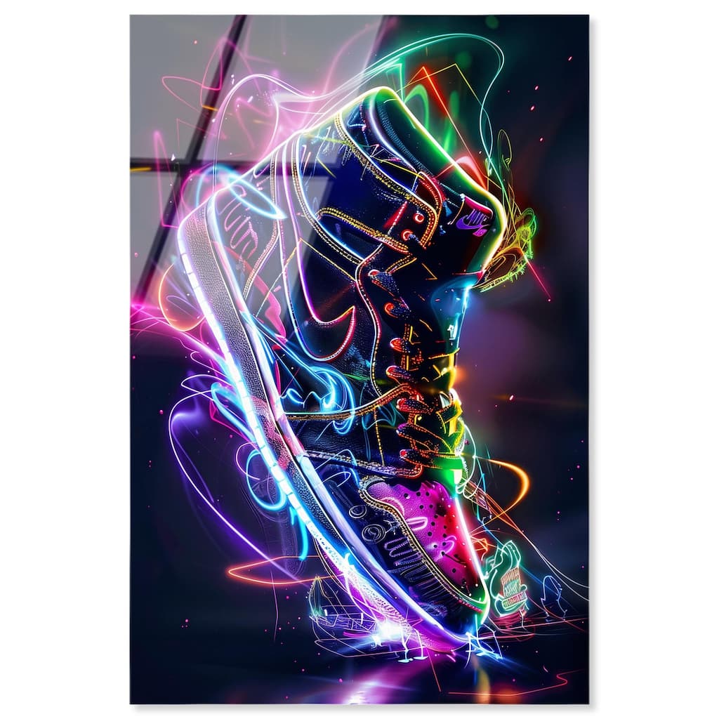 Bright Lights Sneaker Acrylic by Art Remedy, Ready to Hang