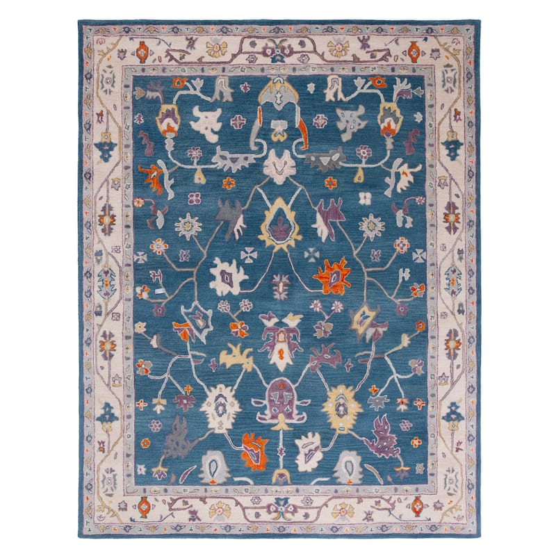 SAFAVIEH Handmade Anatolia Elsy Wool Rug - 8' x 10' - Blue/Ivory