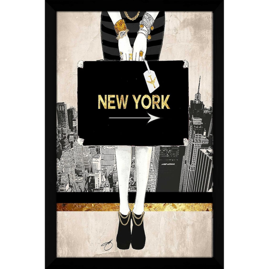 "New York Fashion in Gold" by Jodi Print on Acrylic