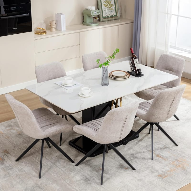 XINMICS Upholstered Dining Chairs Swivel Accent Armchairs