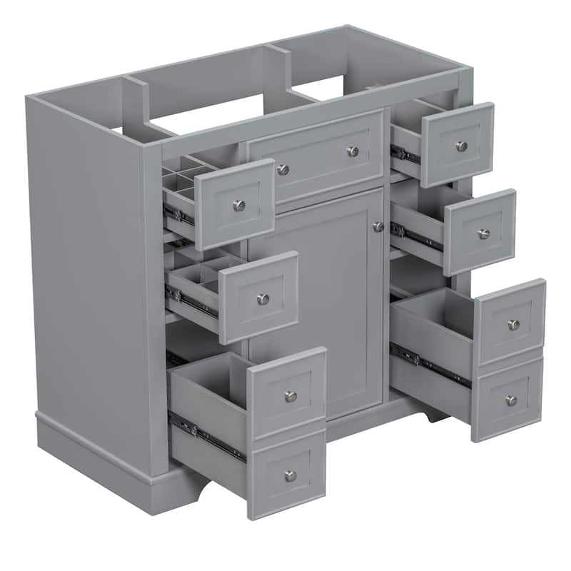 36" Bathroom Vanity without Sink,Cabinet Base Only,One Cabinet and Six Drawers