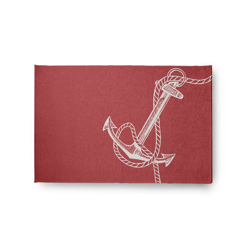Anchored Nautical Chenille Rug - Ligonberry Red - 2' x 3'