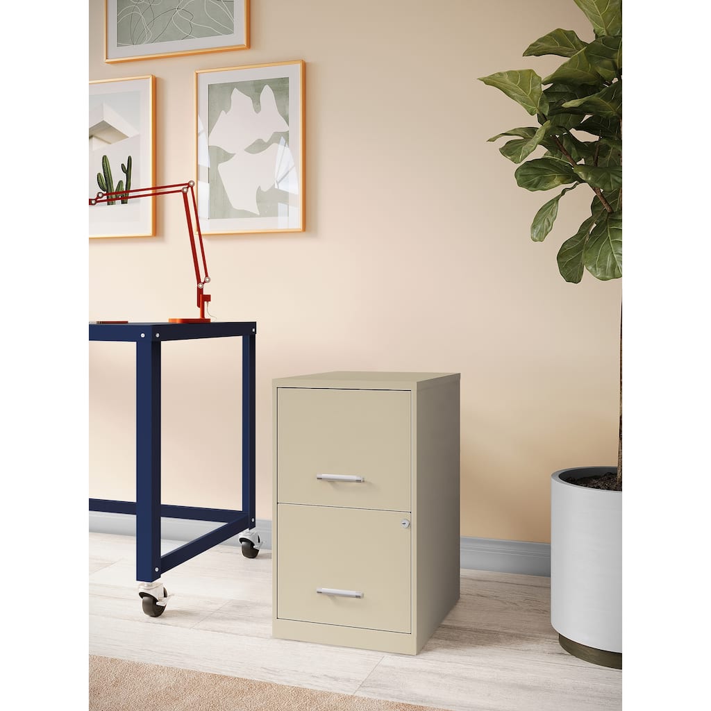 Space Solutions 18" Deep 2-drawer Metal File Cabinet, Putty