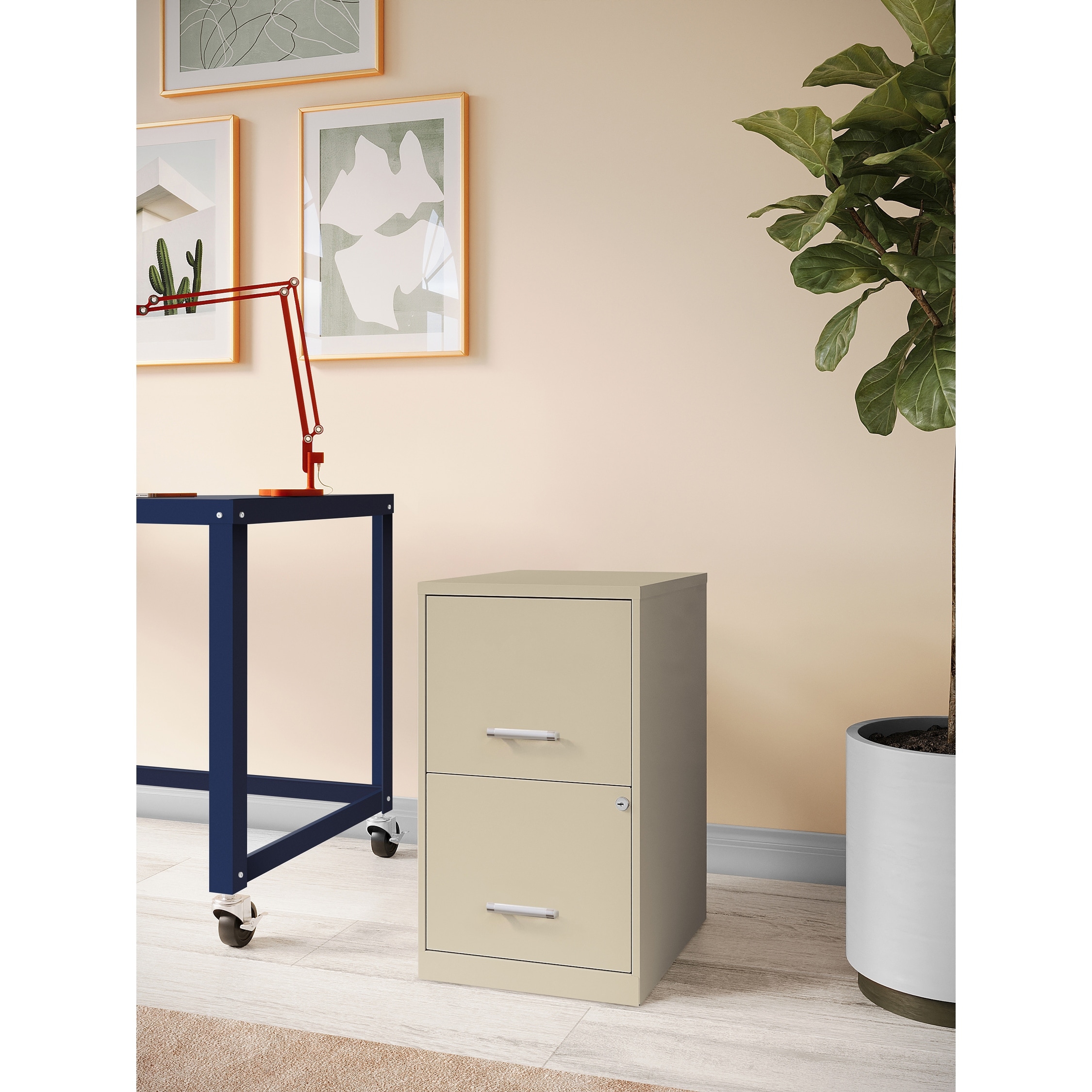 Space Solutions 18" Deep 2-drawer Metal File Cabinet, Putty