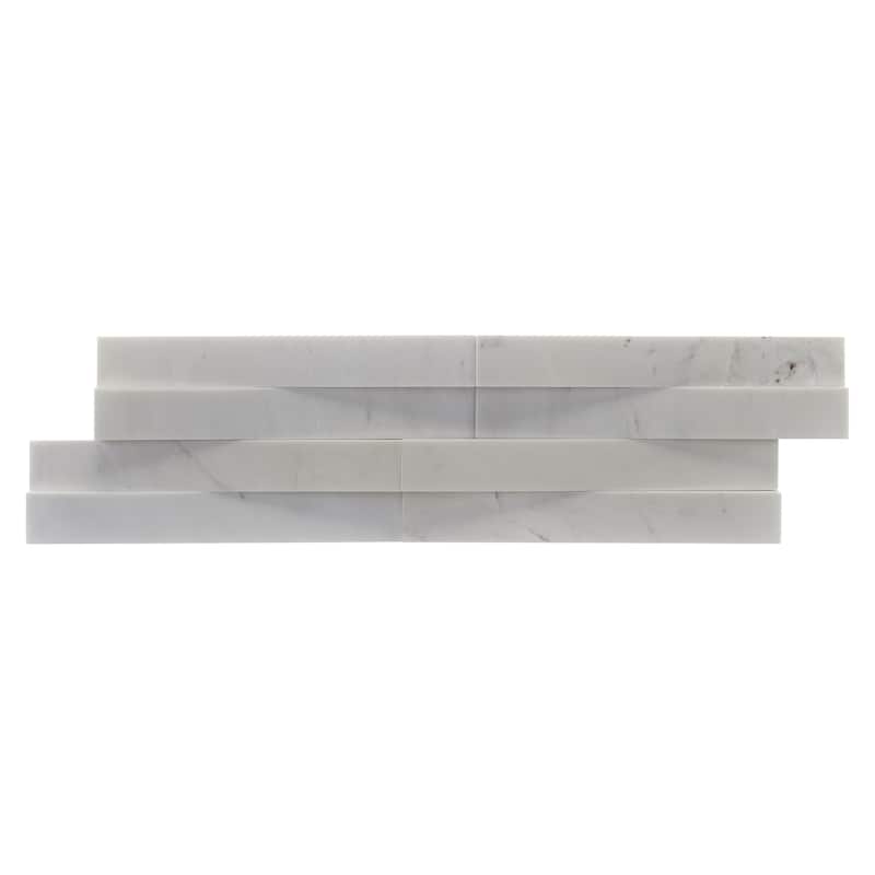 Weave 6 in. x 22 in. Panel and 8 in. x 24 in. Corner Honed Marble Wall Tile