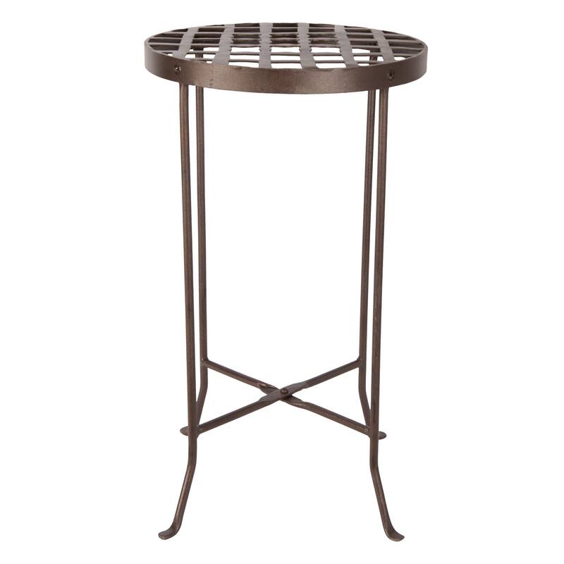 Achla Designs Large Round Table Flowers Plant Stand, 25 Inch Tall, Roman Bronze Powder Coat Finish