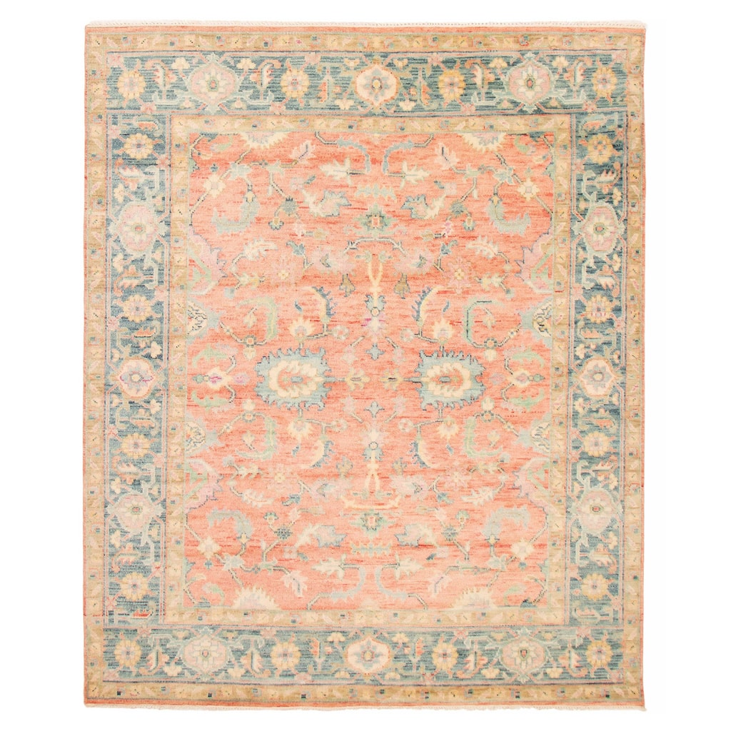 ECARPETGALLERY Hand-knotted Modern Oushak Coral Wool Rug - 8'1 x 9'10
