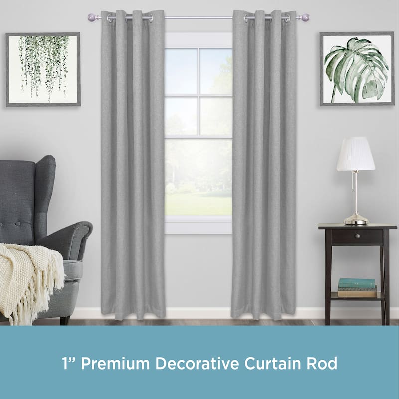 Kenney® Noah 1" Premium Decorative Window Curtain Rod,36-66", Pewter