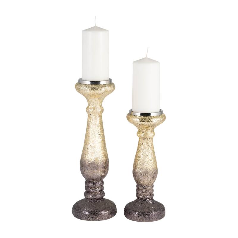 Sagebrook Home Ombre Crackled Glass Candle Holder