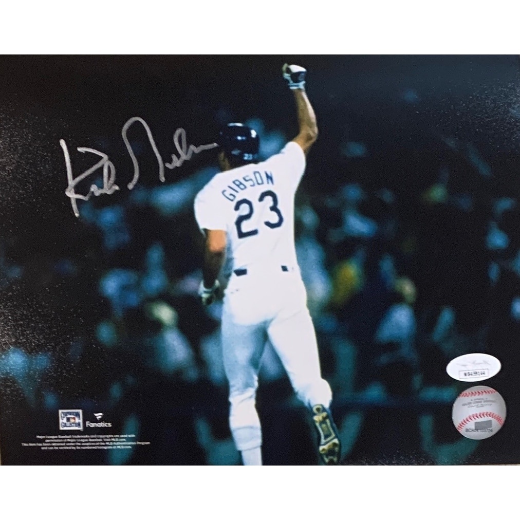 Kirk Gibson Autographed Los Angeles Dodgers 1988 World Series Game 1 Home Run Signed Baseball 8x10 Photo JSA COA - 8'6" x 11'6"