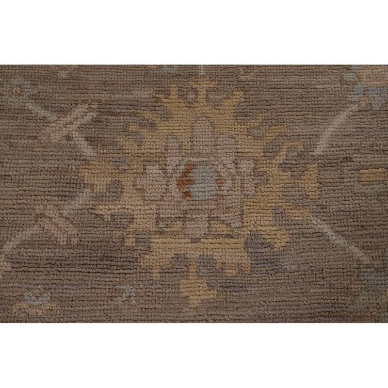 Transitional Oushak Area Rug Hand-Knotted Floral Wool Carpet - 8'9" x 11'7"