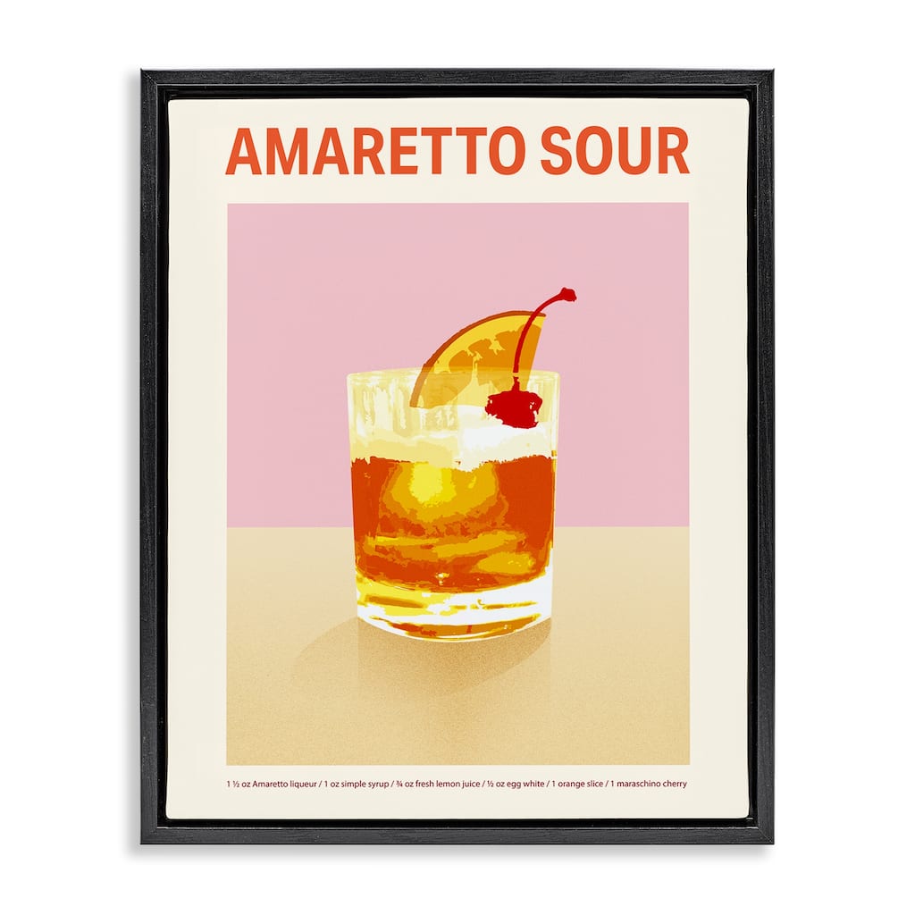 Stupell Amaretto Sour Classic Drink Framed Floater Canvas Wall Art Design By Victoria Barnes