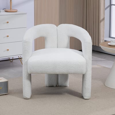 Teddy Fabric Modern Design Dining Chair, Open-Back Accent Chairs, Barrel Chair Upholstered Armchair for Dining Room Living Room