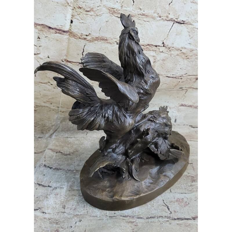 Two Roosters Bronze Figurine Art Deco Vienna Sculpture Farm Animal Art Deco