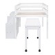 preview thumbnail 9 of 12, White Twin Size Wooden Loft Bed with Movable Desk, 2 Drawers & Guardrail