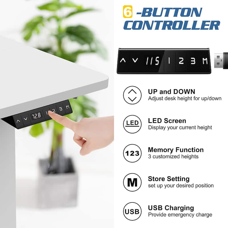 Futzca Height Adjustable Electric Standing Desk Sit Stand Computer Stand up Desk with Splice Board(White)