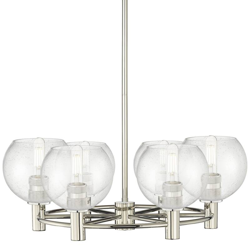 Innovations Lighting 434-6CR-8-26 Crown Point Chandelier Crown Point 6 - Polished Nickel / Seedy