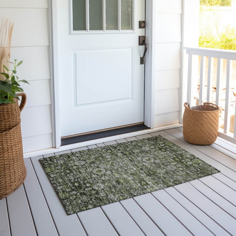 Machine Washable Indoor/ Outdoor Chantille Traditional Vintage Floral Rug