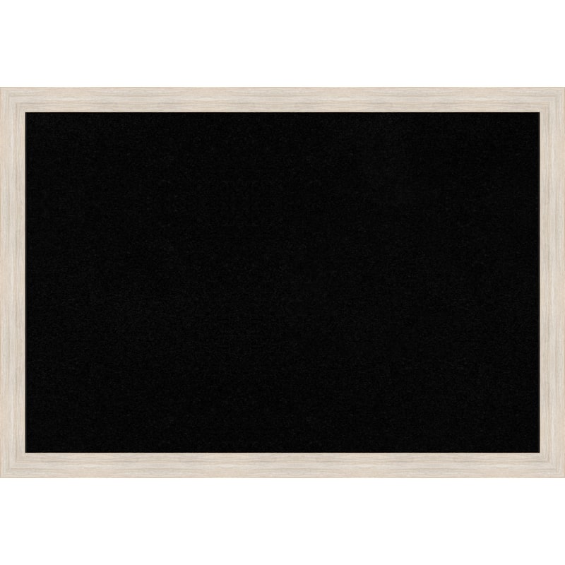 Hardwood White Wash Narrow Wood Framed Black Corkboard Bulletin Board