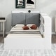 preview thumbnail 1 of 7, Twin Size Platform Bed with Storage Headboard, Pine Wooden Bed with Shelves, Storage Bed with 2 Drawers, Modern White