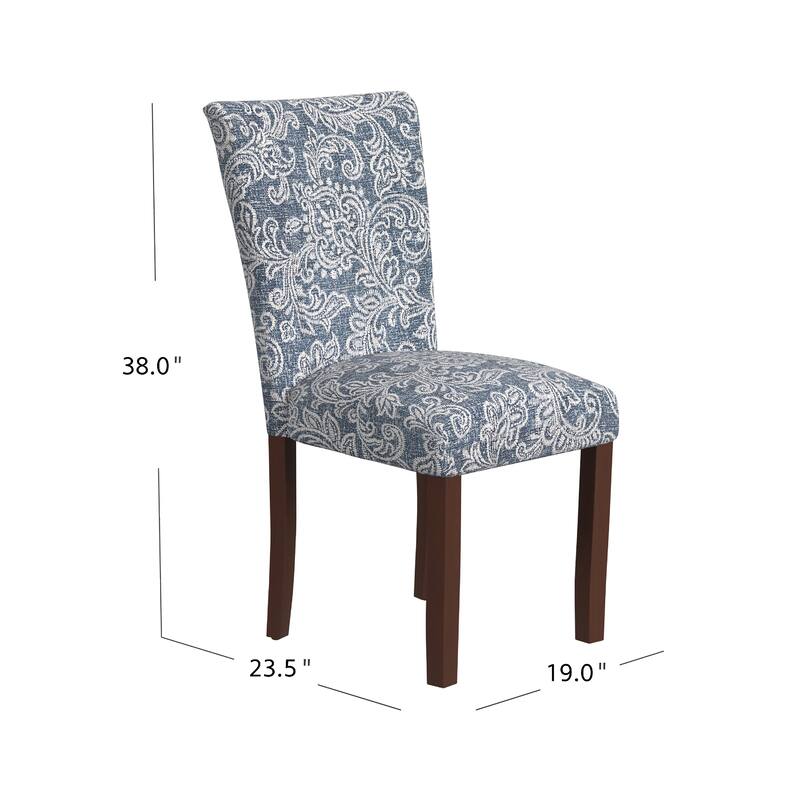 Jax Parsons Dining Chair Set of 2, Blue Jacobean Print Polyester