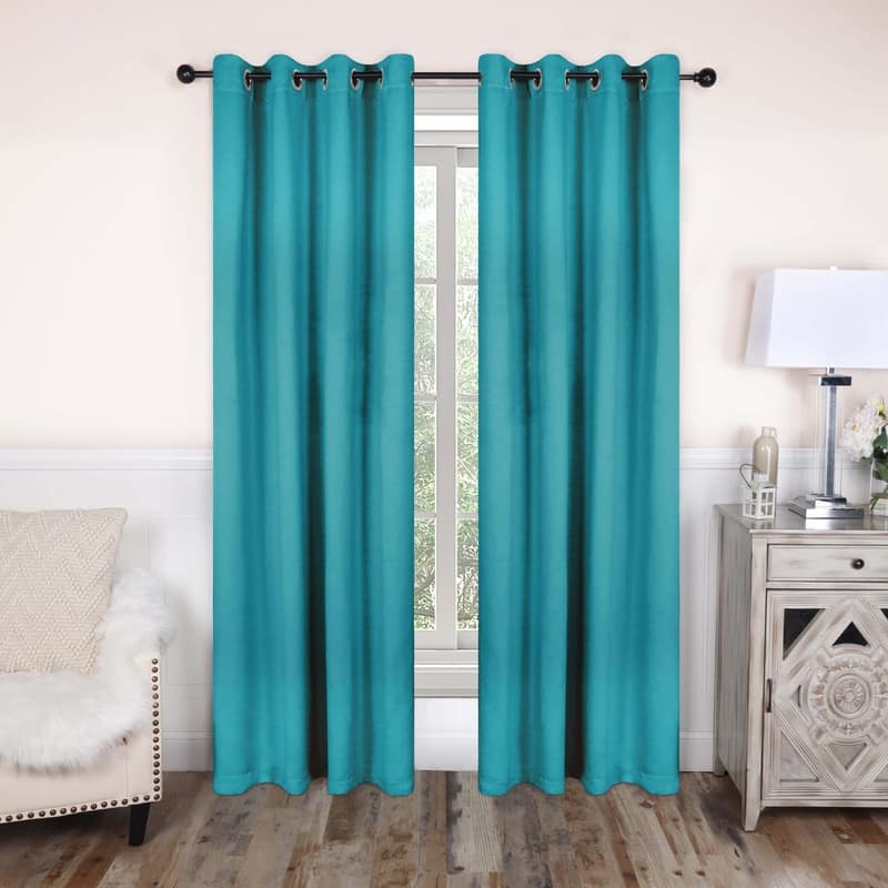 Superior Modern Solid Washable Room Darkening Curtains, Set of 2 Panels - 2PC- 52" x 108" - Aqua