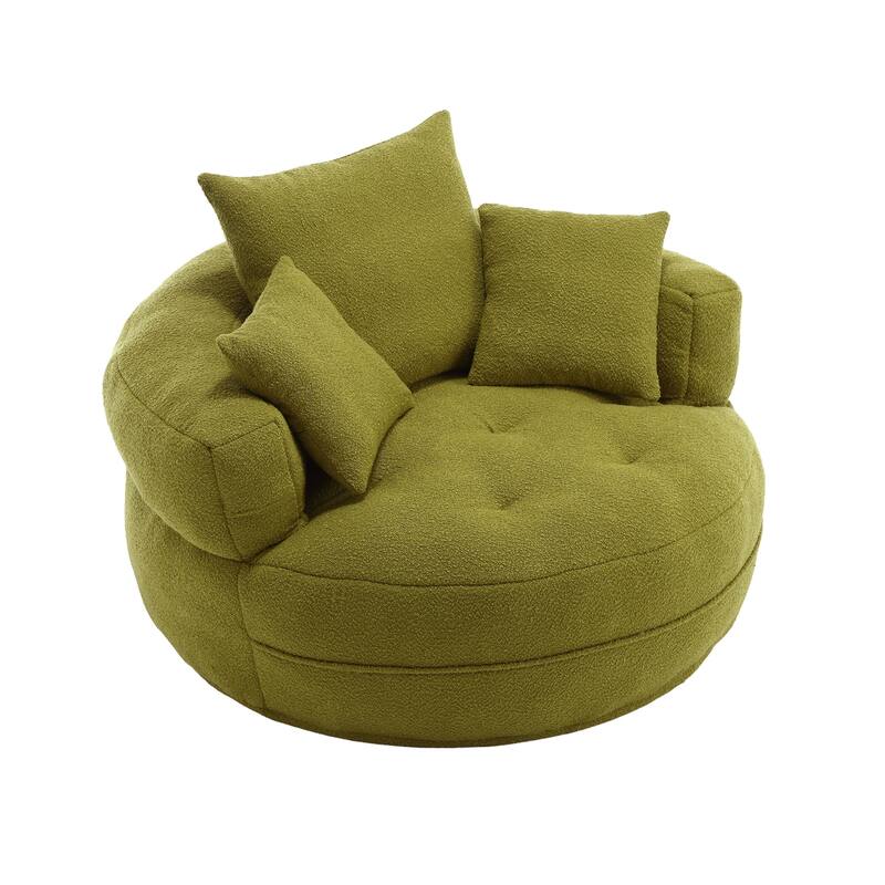 Chenille Sponge Single Sofa, Oversized Round Accent Chair Sleeper Couch Chaise Lounges for Living Room Bedroom Projection Room