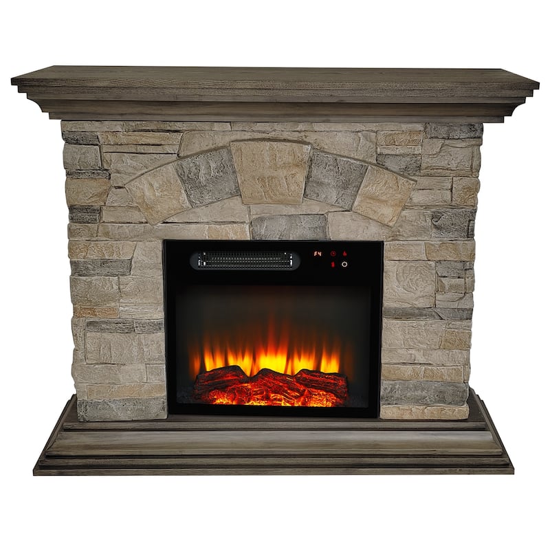 40 in. Faux Stone Freestanding Electric Fireplace - 40" in Width