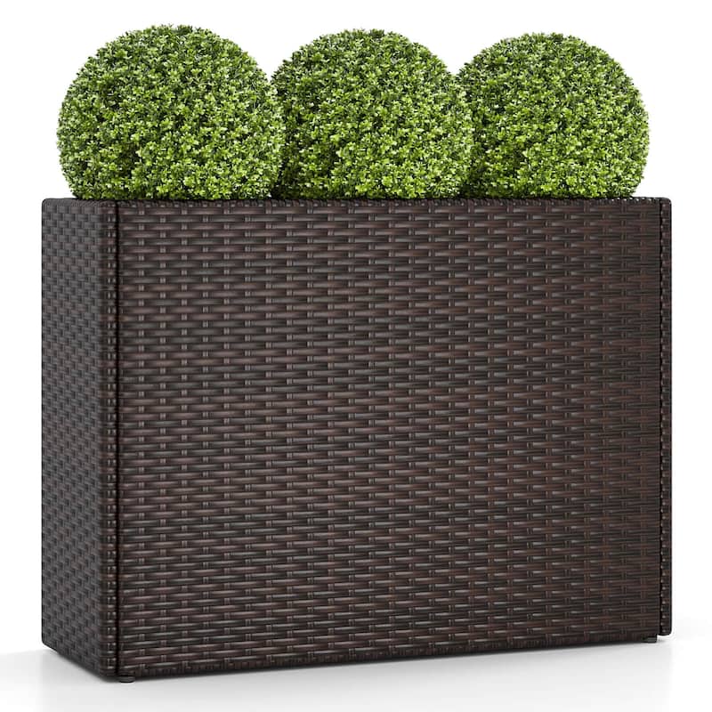Costway 1/2 PCS 24" Tall PE Rattan Planter Box with Removable Liner