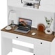 preview thumbnail 3 of 5, Wood Home Office Desk with File Drawer, Charging Station, and Hutch, 47" Farmhouse Executive Desk