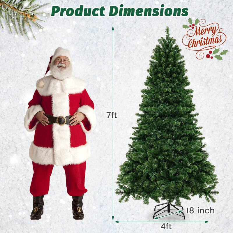 Gymax 6/7/8 FT Pre-Lit Artificial Christmas Tree Hinged Xmas Tree w/
