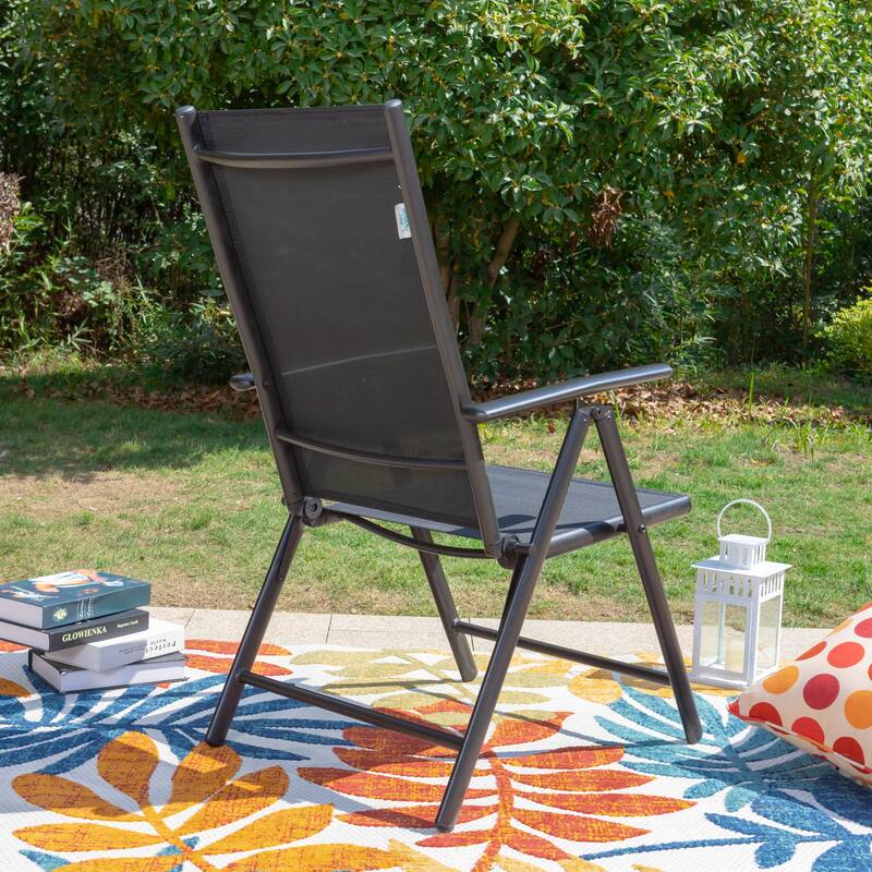 7-Piece Patio Dining Set Rectangle Metal Dining Table with 2.6" Umbrella Hole and 6 Foldable Aluminum Lightweight Chairs