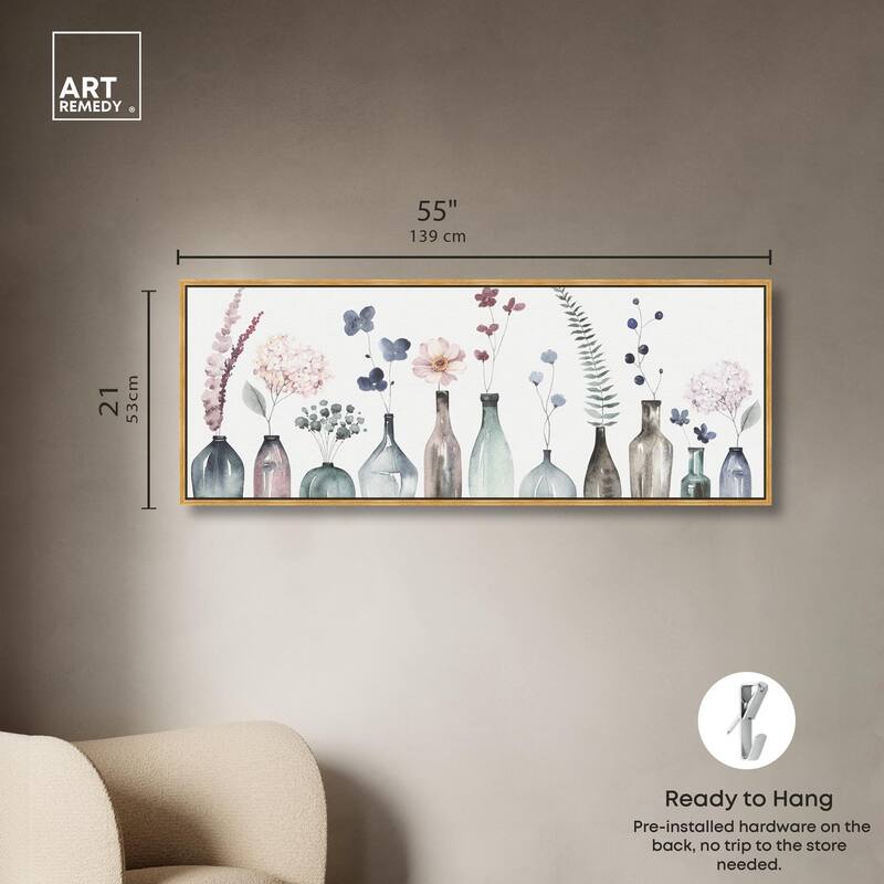 Perfect Indigo Florals Panoramic Canvas by Art Remedy