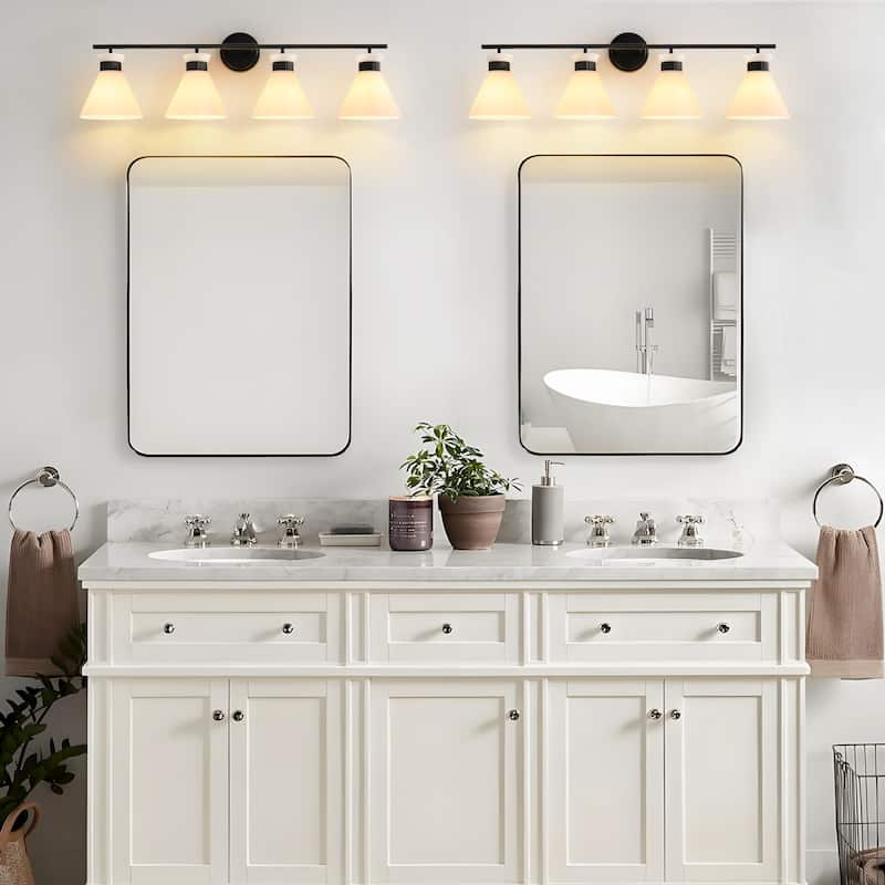 Dimmable Bathroom Vanity Light with Glass Shade