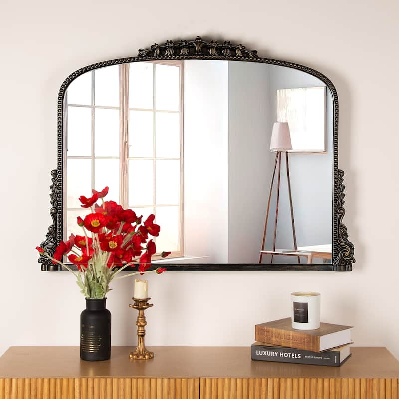 Arch Wall Mirror Baroque Accent Mirrors - 36"×23" - Antique Black