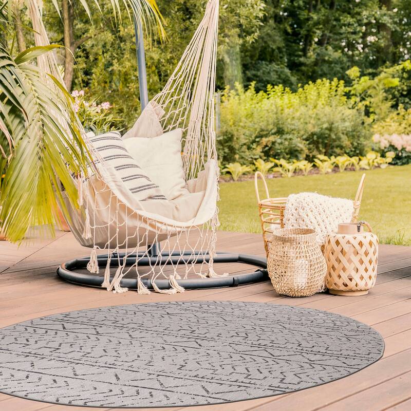 Beverly Rug Dark Grey Trellis Indoor Outdoor Rug, Outside Carpet for Patio, Deck, Porch