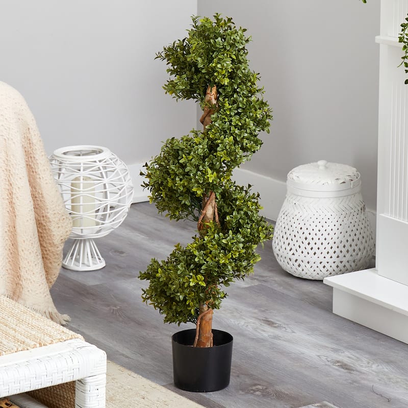 33" Boxwood Topiary Spiral Artificial Tree (Indoor/Outdoor) - 6"