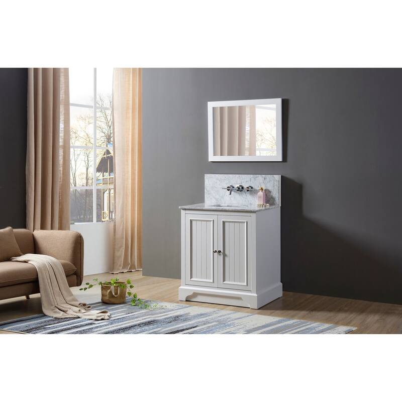 Kingswood Premium 32 in. Vanity in White with White Carrara Marble Top