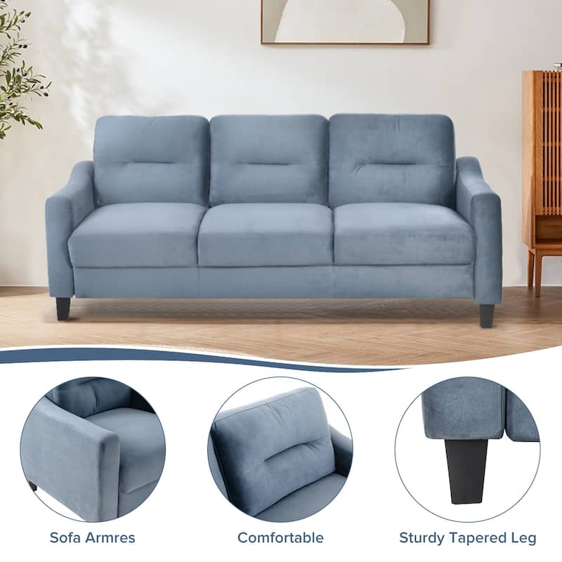 Gray Velvet 3-seater Sofa with Hardwood Frame