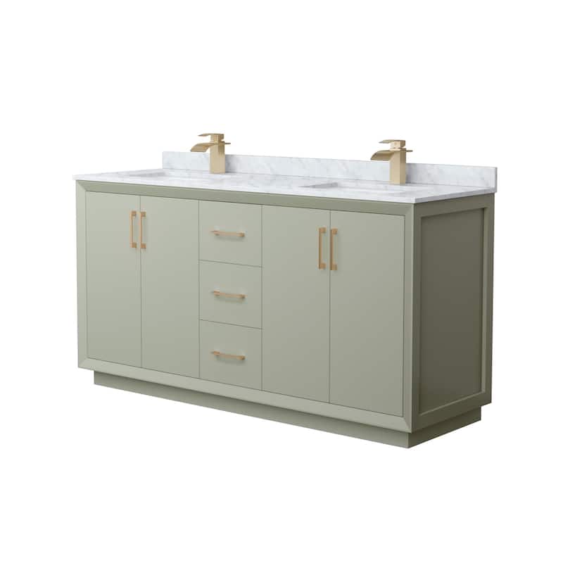 Wyndham Collection WCF414166D-NAT-UNSMXX Strada 66" Free Standing - Light Green / Satin Bronze Hardware