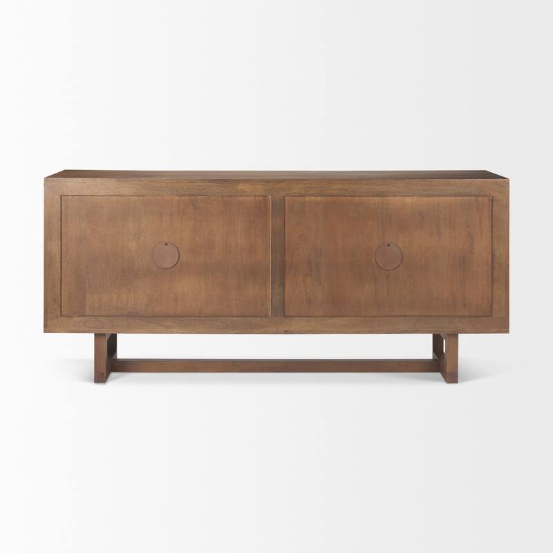 Grier Light Brown Solid Wood with Cane 4 Door Sideboard - 72.0L x 18.0W x 31.0H