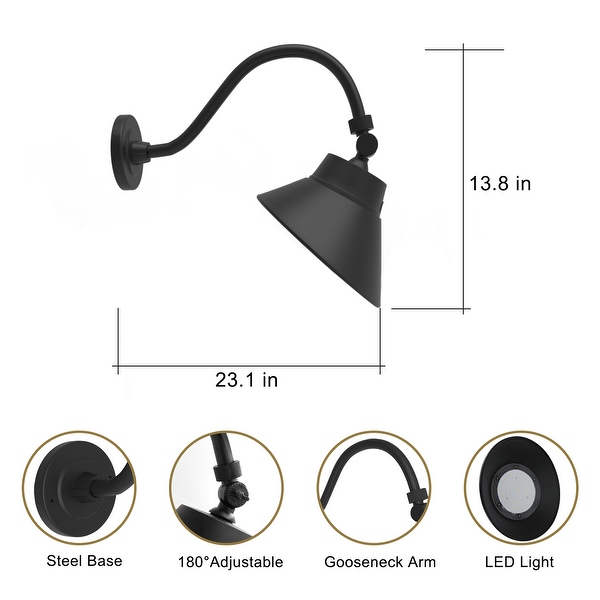 Gooseneck barn light with photocell outlet