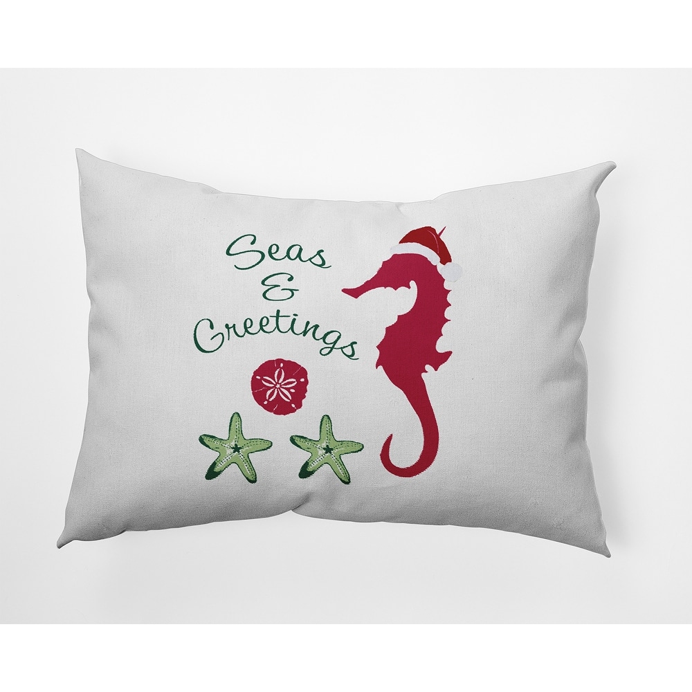 Seas and Greetings Beachy Christmas Indoor/Outdoor Throw Pillow