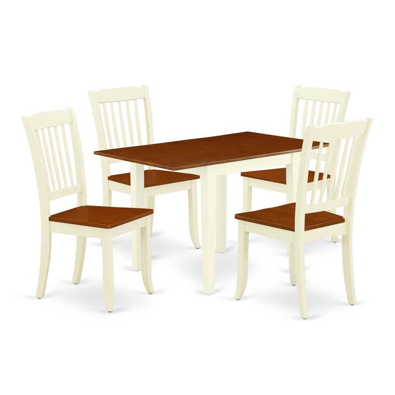HomeStock 5-Pc Buttermilk and Cherry Solid Wood Top - Dining Room Set - Seats 4