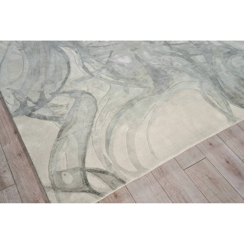 EXQUISITE RUGS Gianni Hand-loomed Wool/Bamboo Silk Grey/Silver/Rust Area Rug.