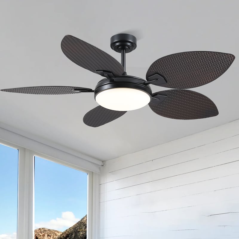 52 Inches or 62 Inches Tropical Ceiling Fan with LIght and Remote,Palm Leaf Blades