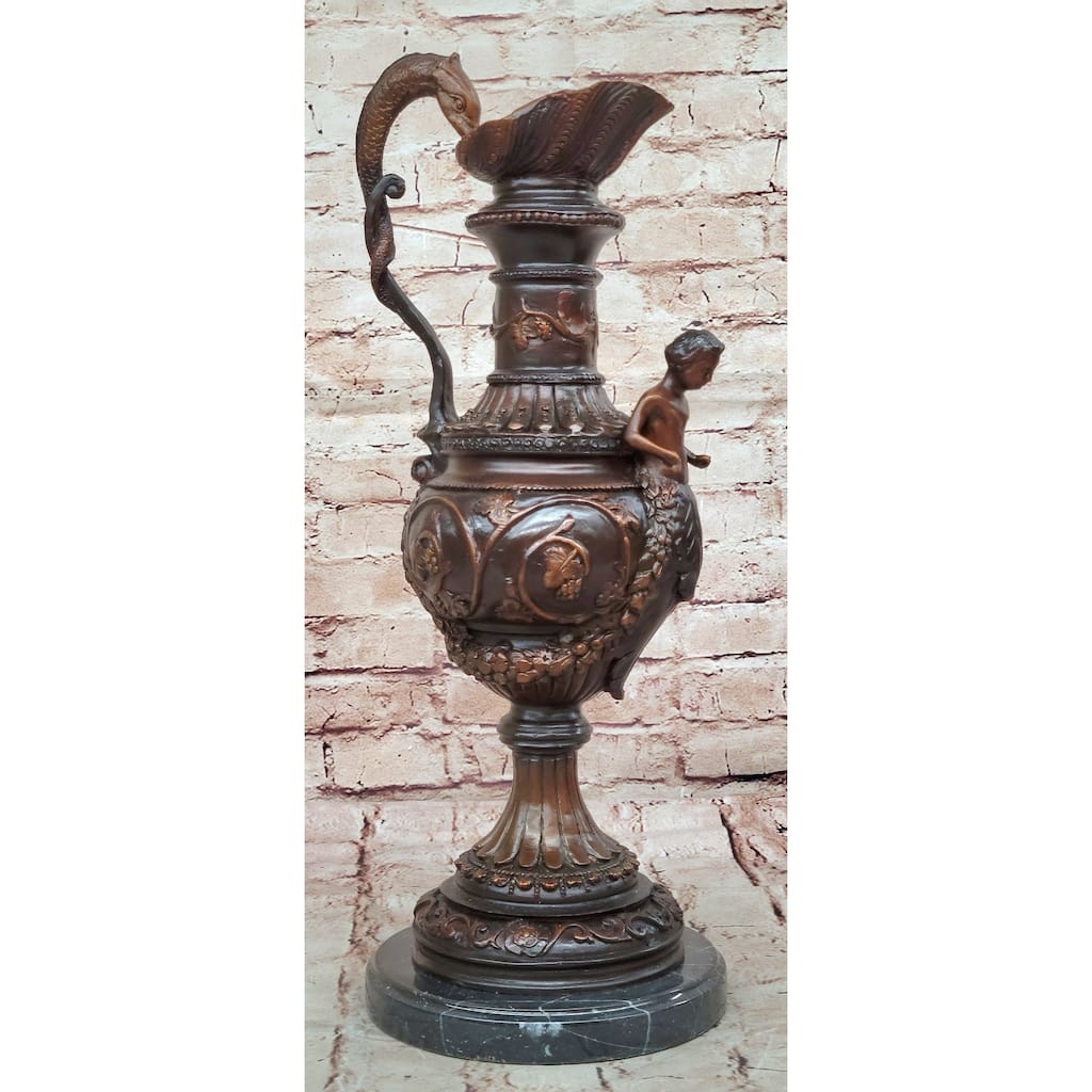 Bronze Dragon Urn Sculpture With Gate Keeper Signed And Number By Falconet Statue