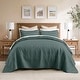 preview thumbnail 33 of 110, Madison Park Quebec Embroidered Reversible Oversized 3-piece Solid Texture Bedspread Quilt Set with Matching Shams Balsam Green - King