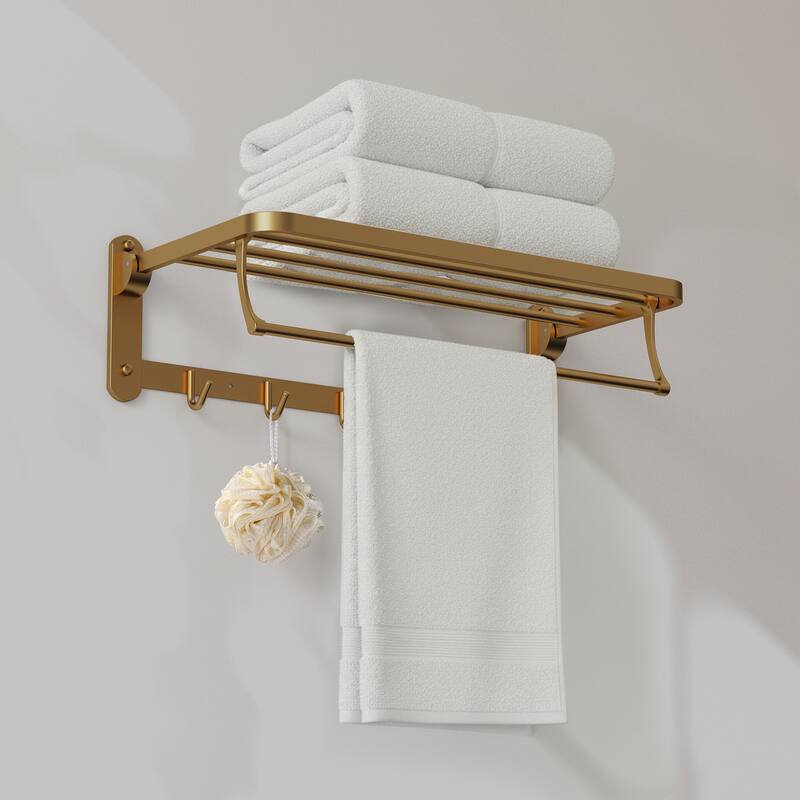 2-Tier Stainless Steel Bath Towel Rack with 5 Hooks
